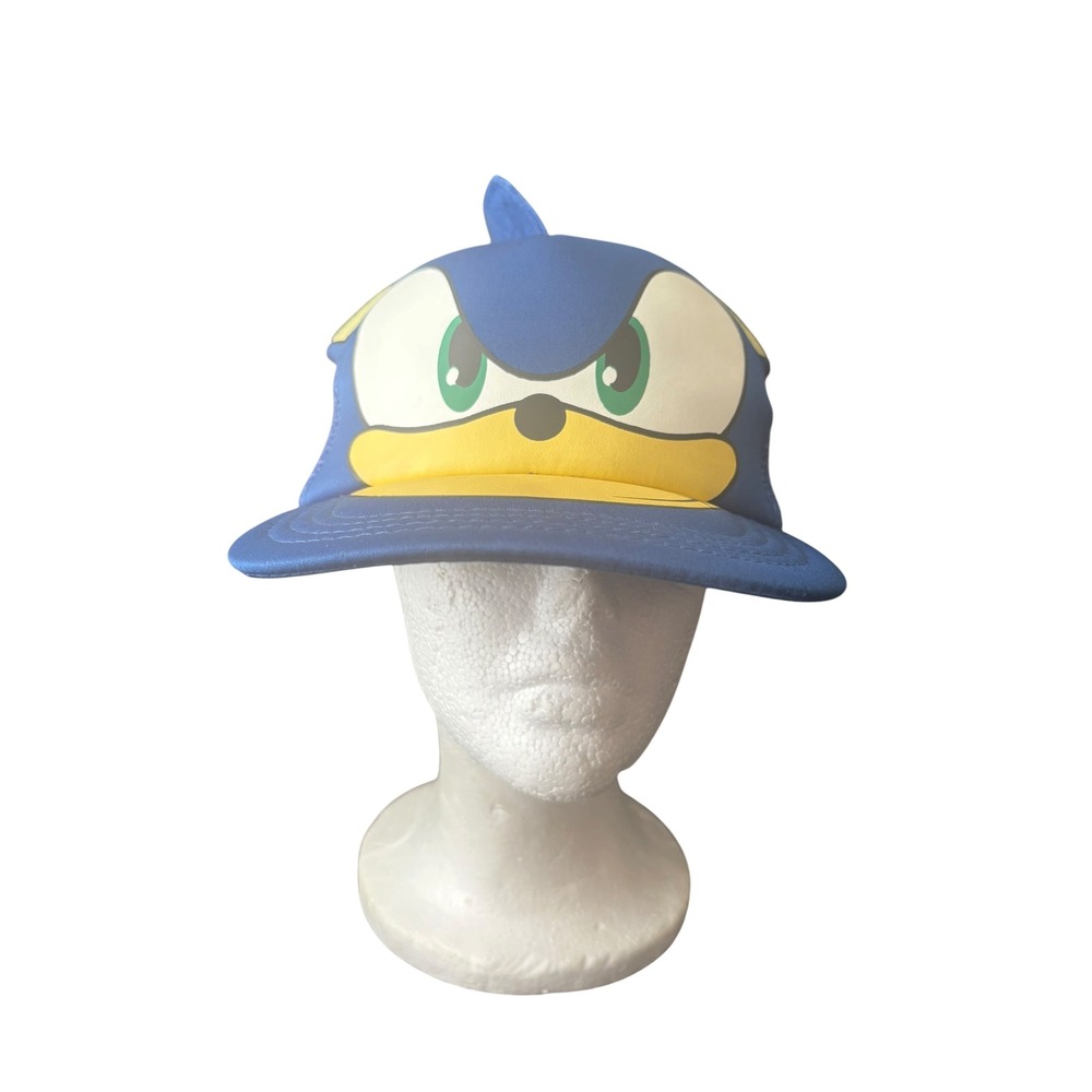 Sonic the Hedgehog 3D Snapback Hat Blue Mesh Trucker Cap Adjustable Kids Cosplay